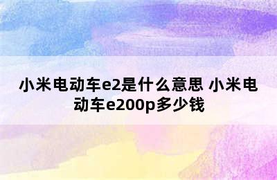 小米电动车e2是什么意思 小米电动车e200p多少钱